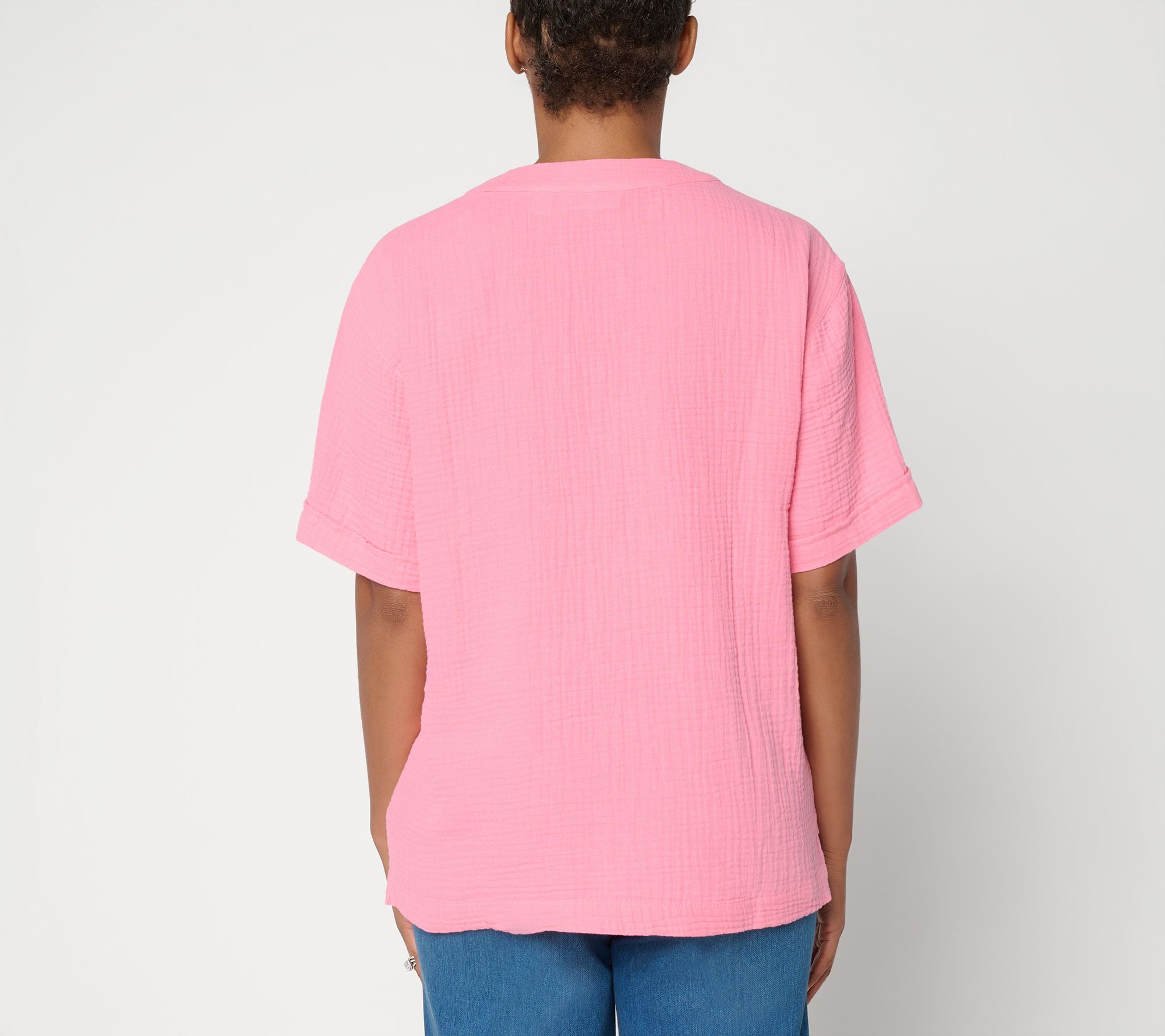 Susan Graver Regular Cotton Gauze Pullover Top - QVC.com