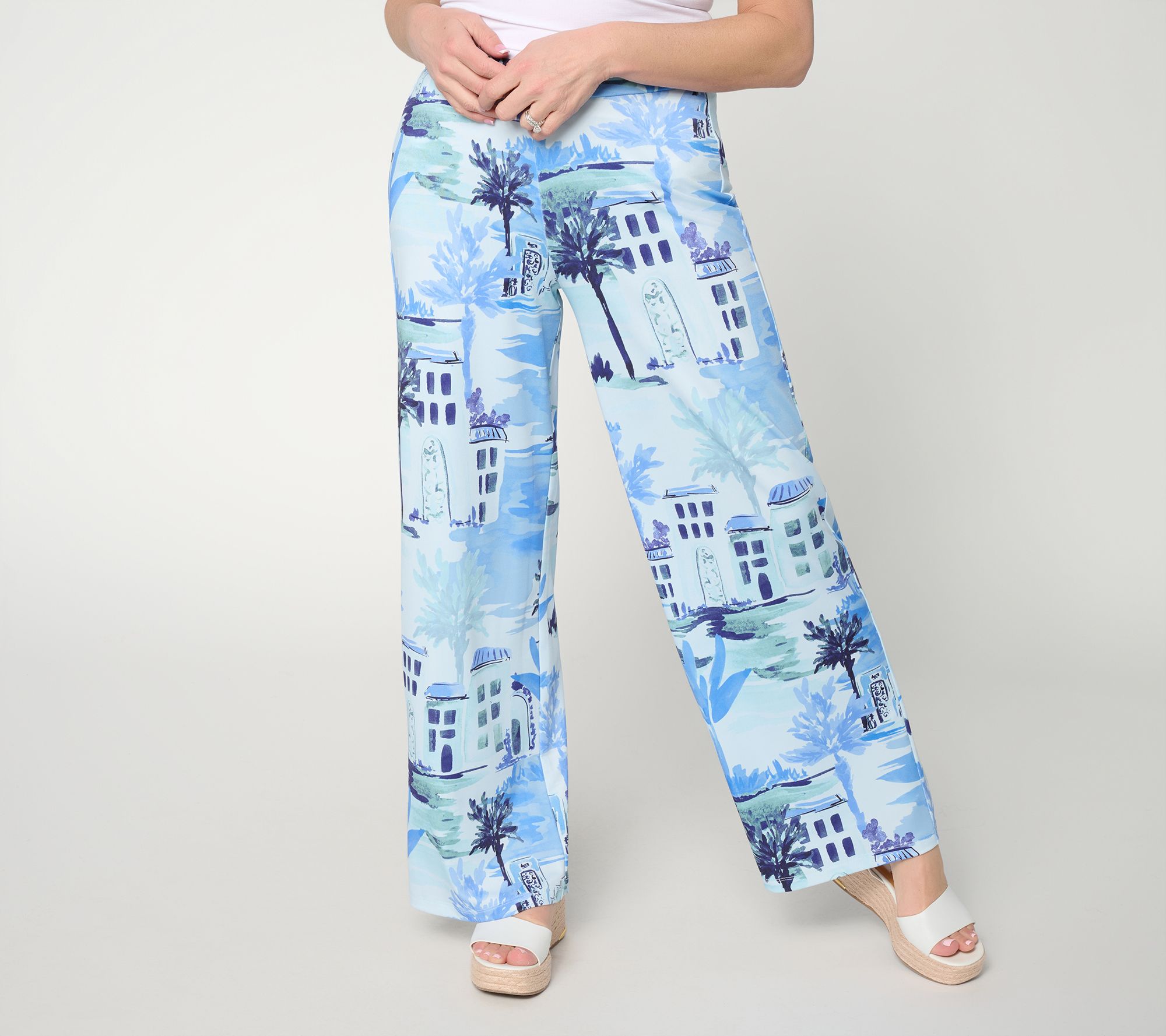Dennis Basso Petite Sunset Knit Wide Leg Pant