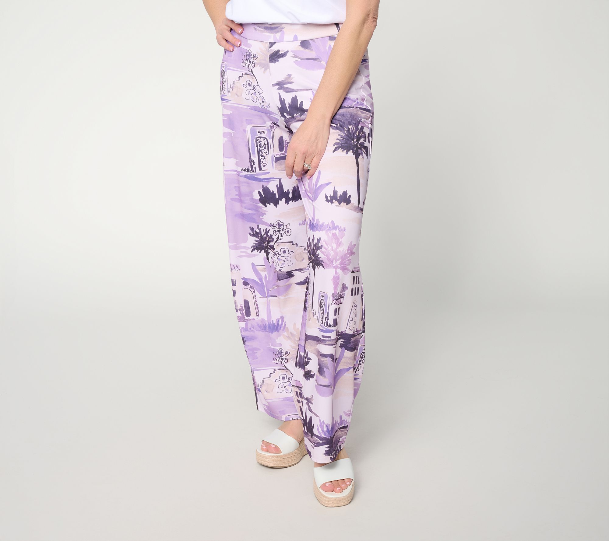 Dennis Basso Petite Sunset Knit Wide Leg Pant