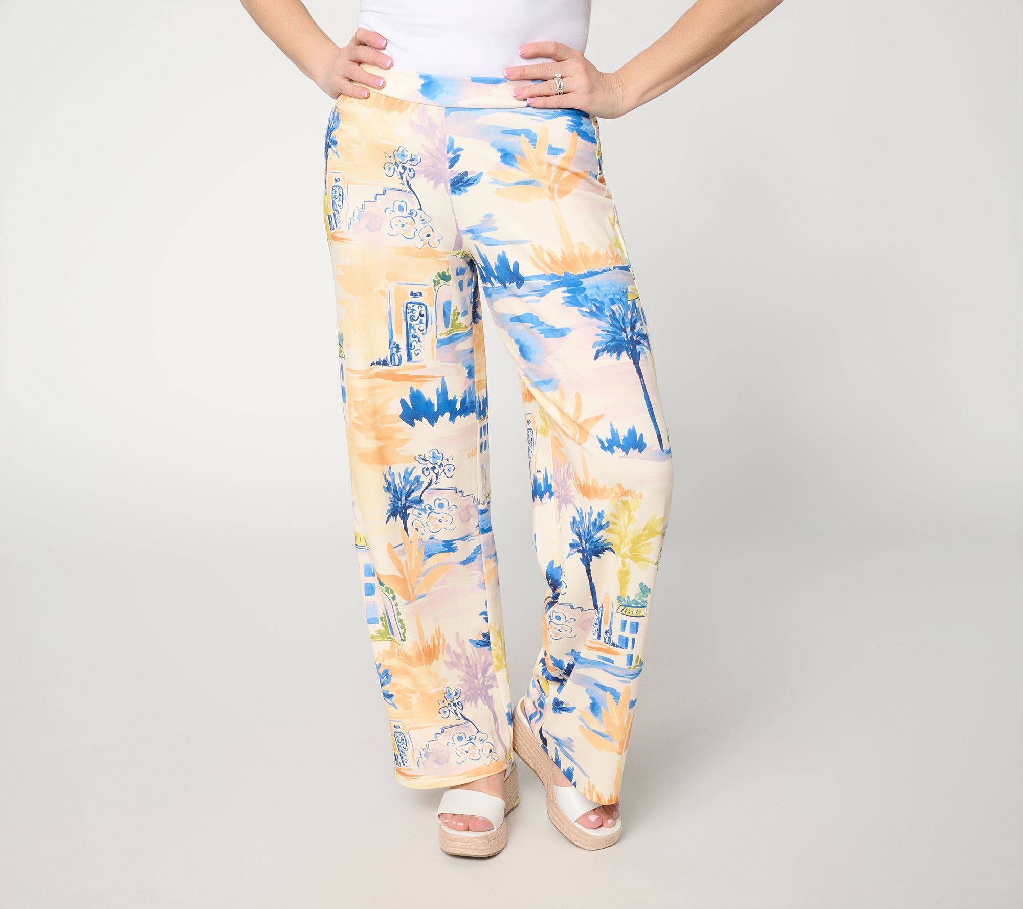 Dennis Basso Petite Sunset Knit Wide Leg Pant