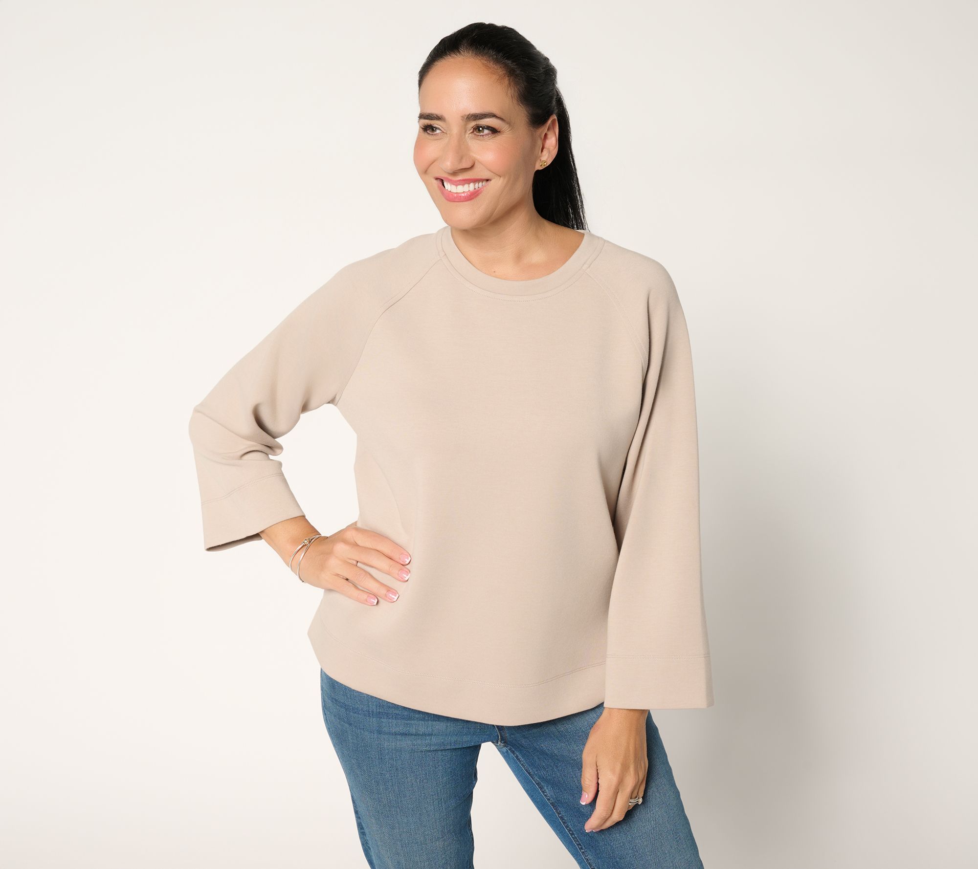 "As Is" Martha Stewart Signature Comfort Stretch Boxy Modern Top