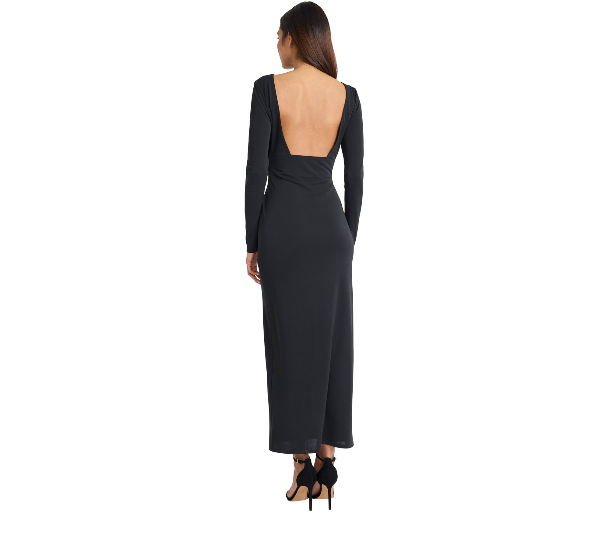 Donna Morgan Women's Boat Neck Long-Sleeve Maxi Dress - Black