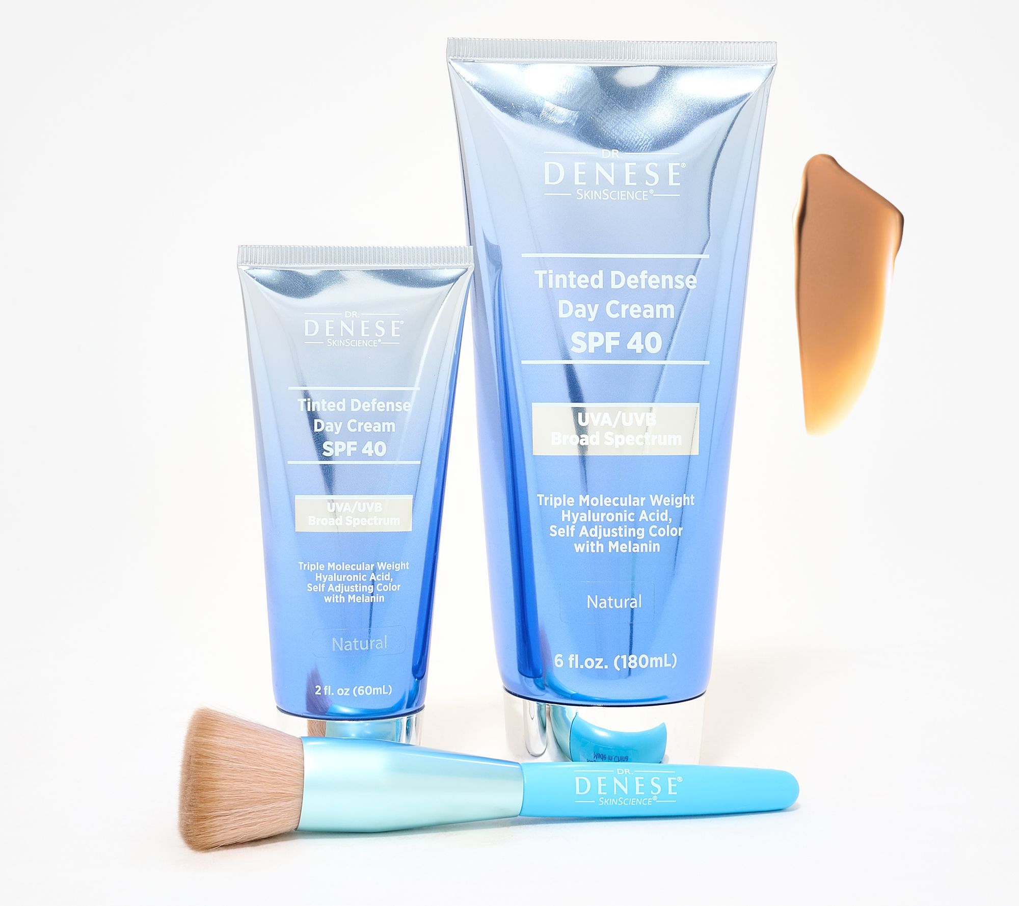 Dr.Denese SPF 40 Tinted Day Cream Jumbo 6oz&2oz w/Brush Auto-Delivery