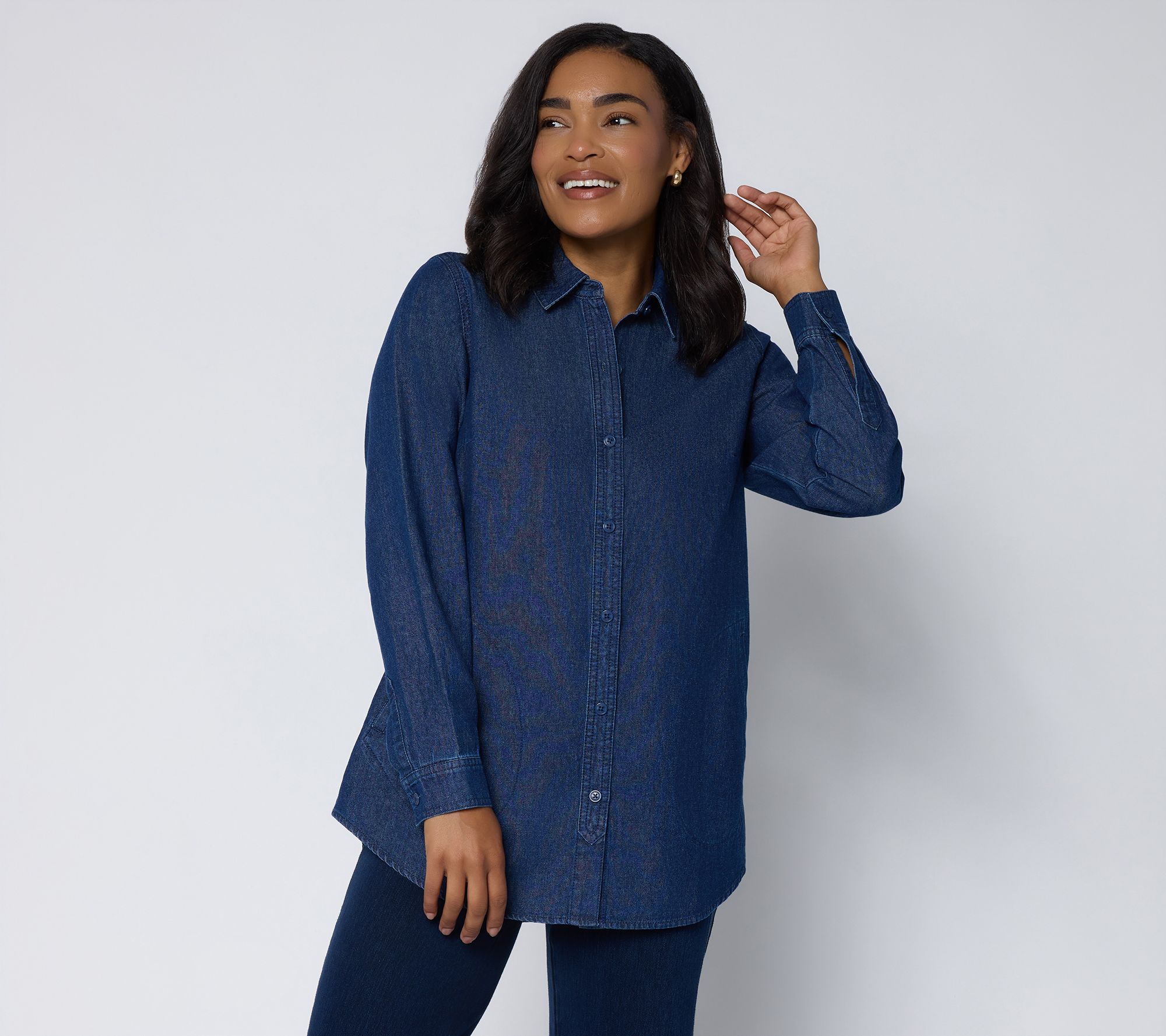 Joan Rivers Regular Vintage Washed Boyfriend Fit Shirt
