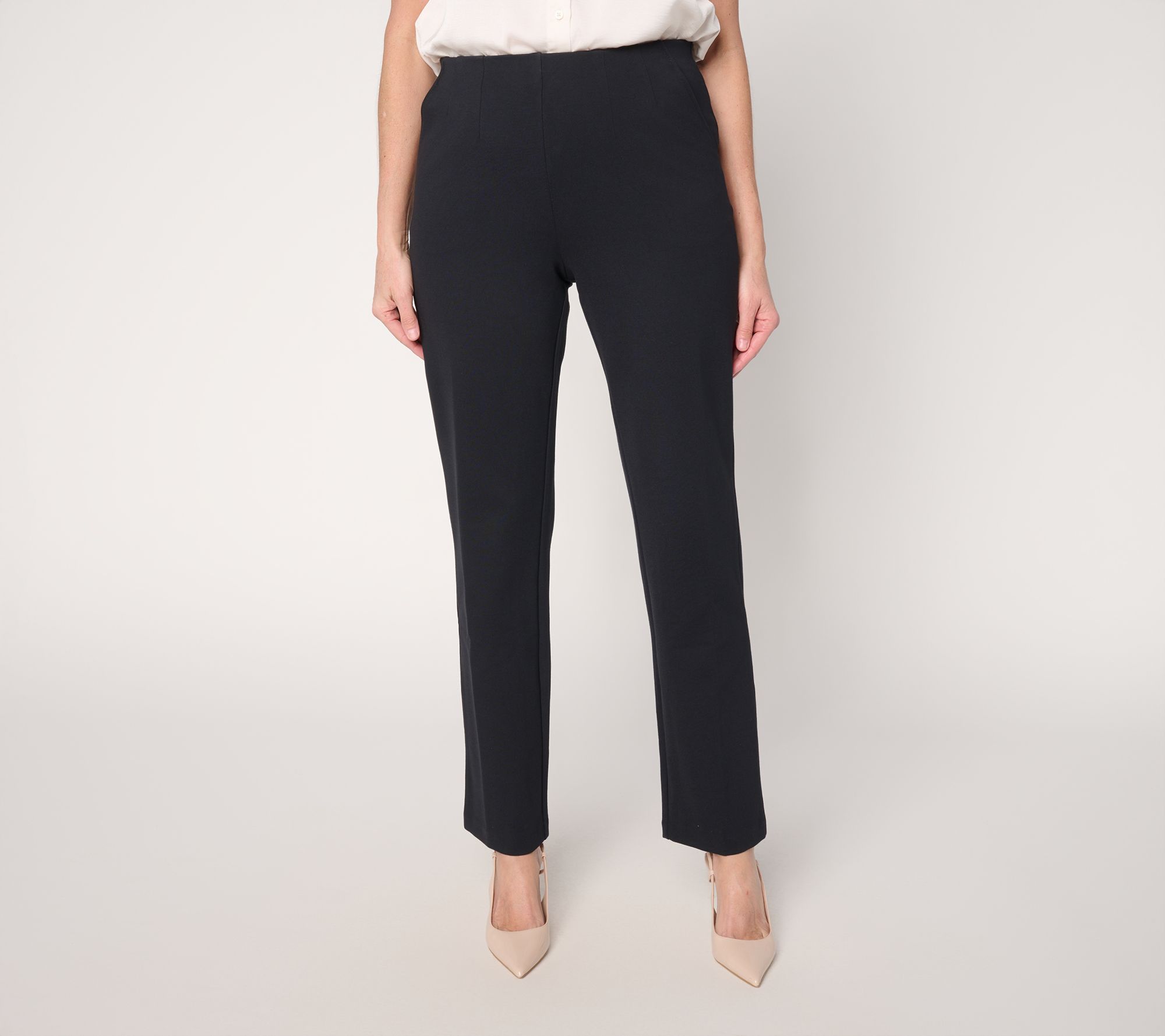 "As Is" Joan Rivers Petite Hollywood Waist Full Length Ponte Pants