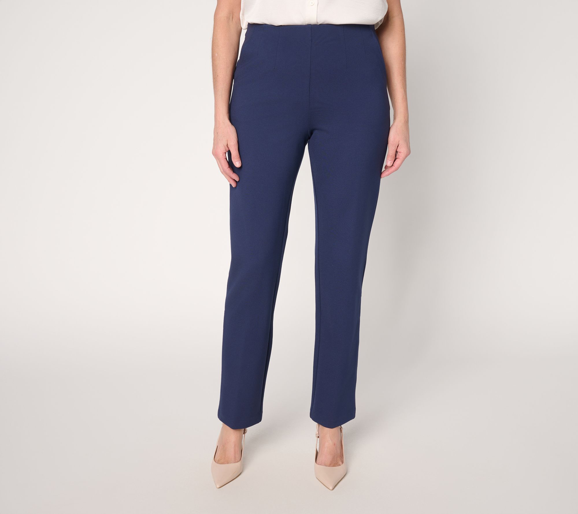 "As Is" Joan Rivers Petite Hollywood Waist Full Length Ponte Pants