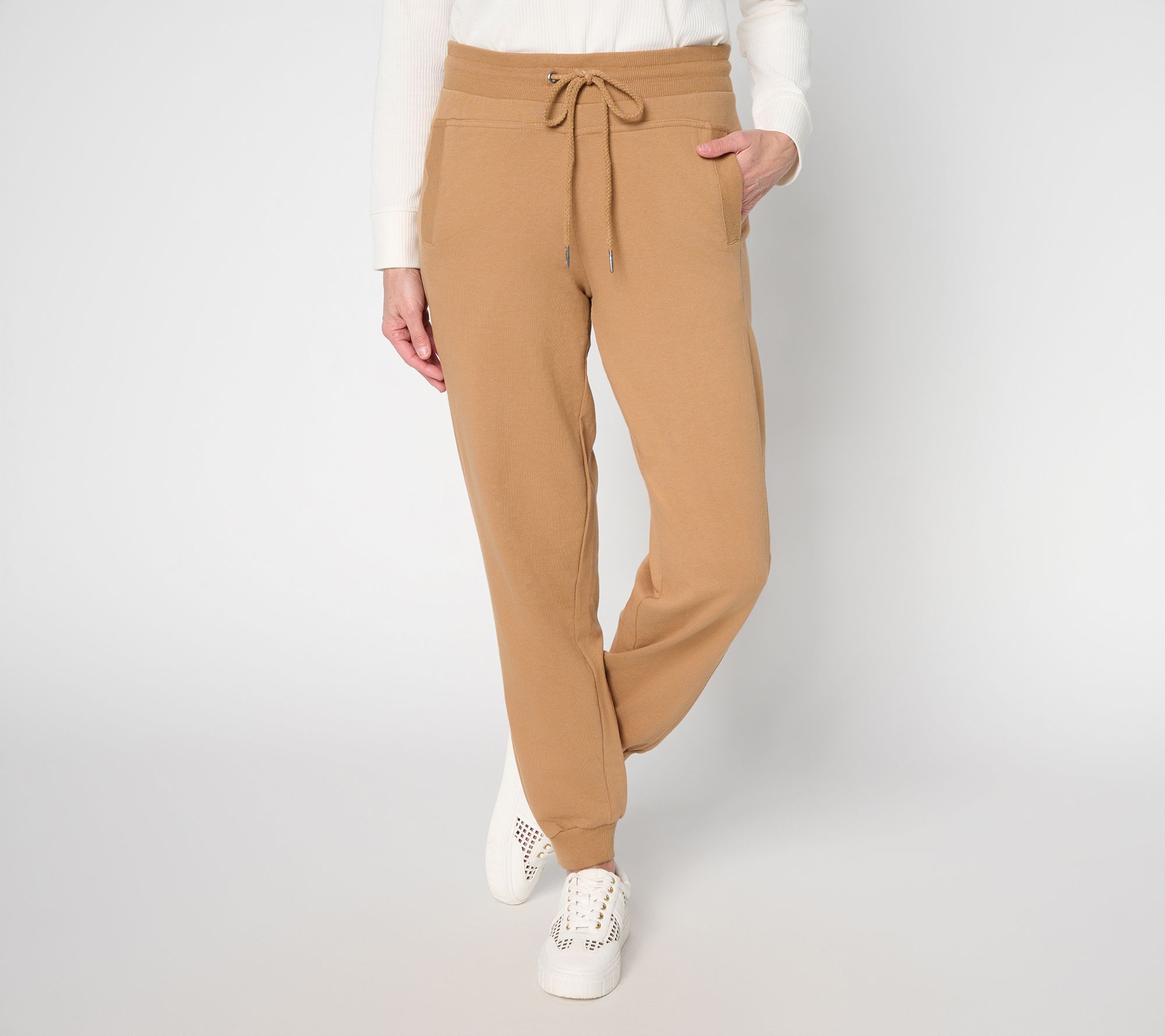 "As Is" LOGO by Lori Goldstein Petite French Terry Full Length Joggers