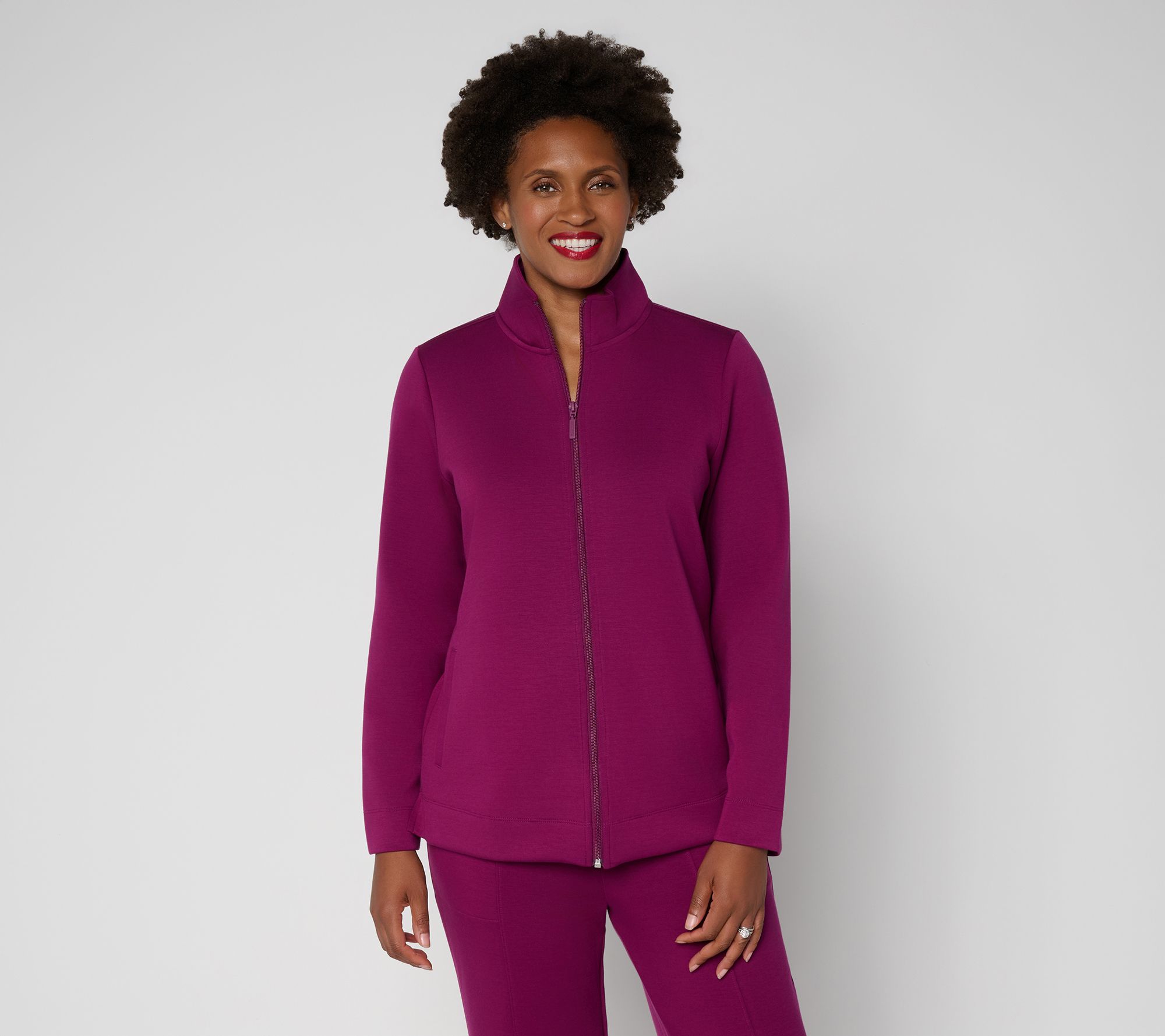 Denim & Co. Active Regular Scuba Zip Front Tunic Jacket