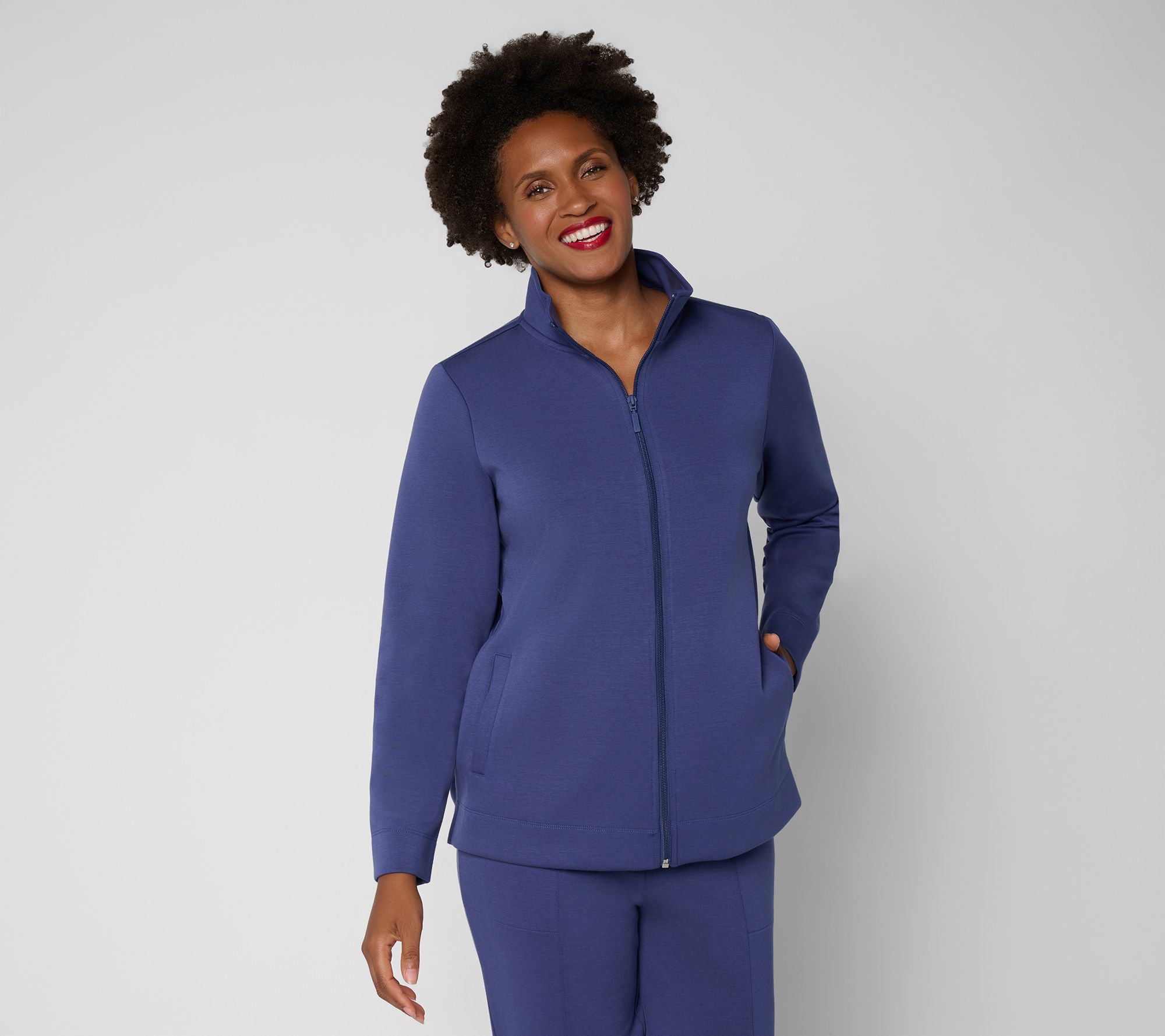 Denim & Co. Active Regular Scuba Zip Front Tunic Jacket
