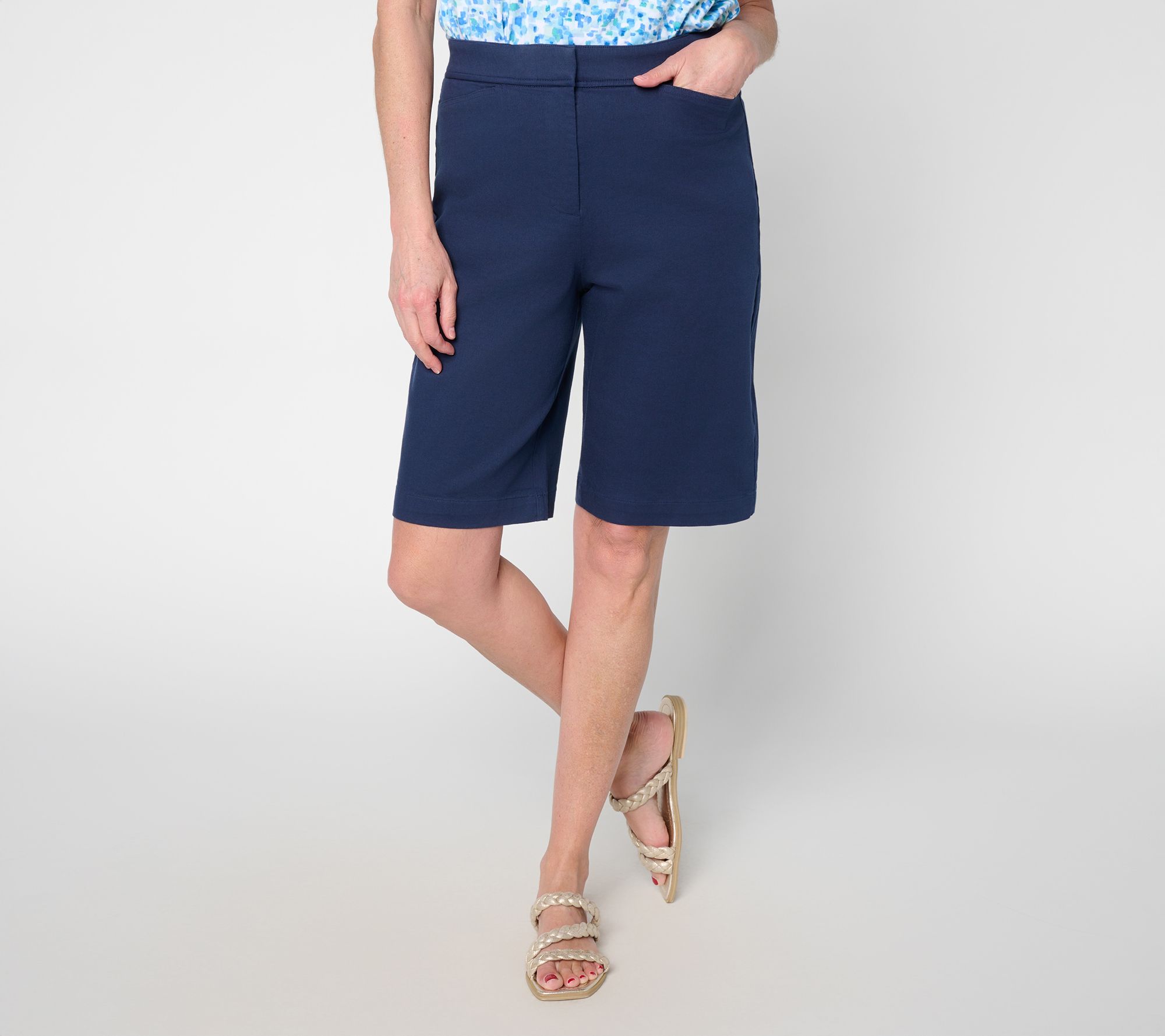 "As Is" Susan Graver Regular Stretch Cotton Bermuda Short