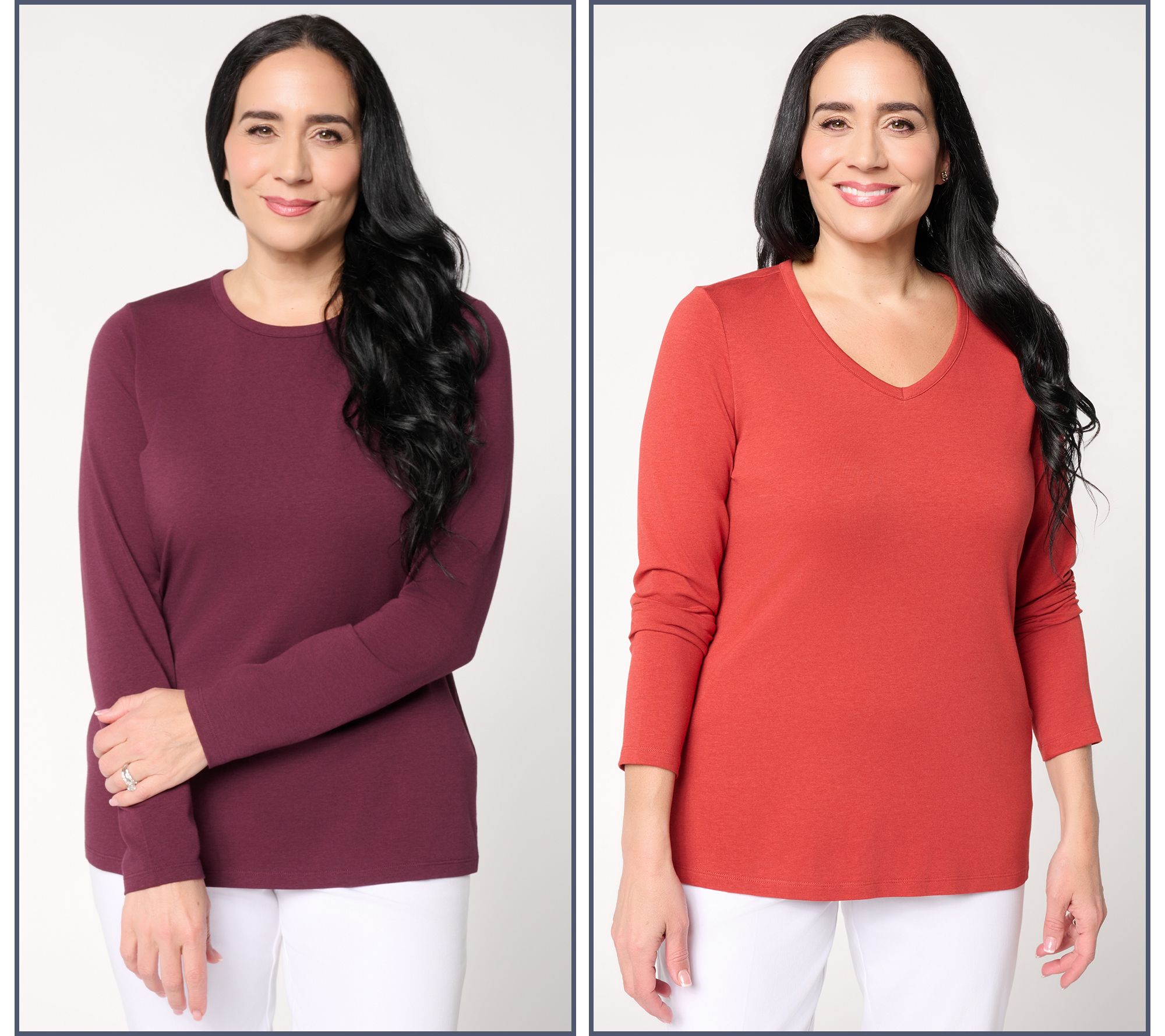 "As Is" Denim & Co. Essentials Favorite Jersey 2Pk Variety Top