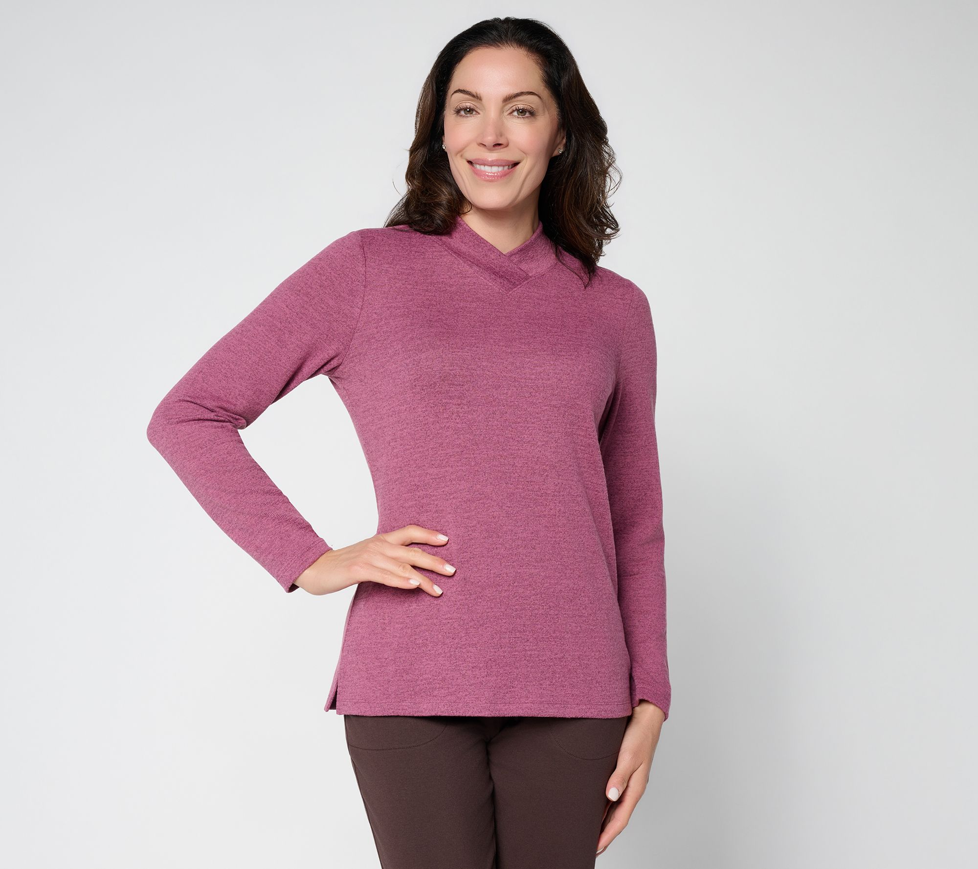  Denim & Co. Essentials Heathered Heavenly Jersey Top