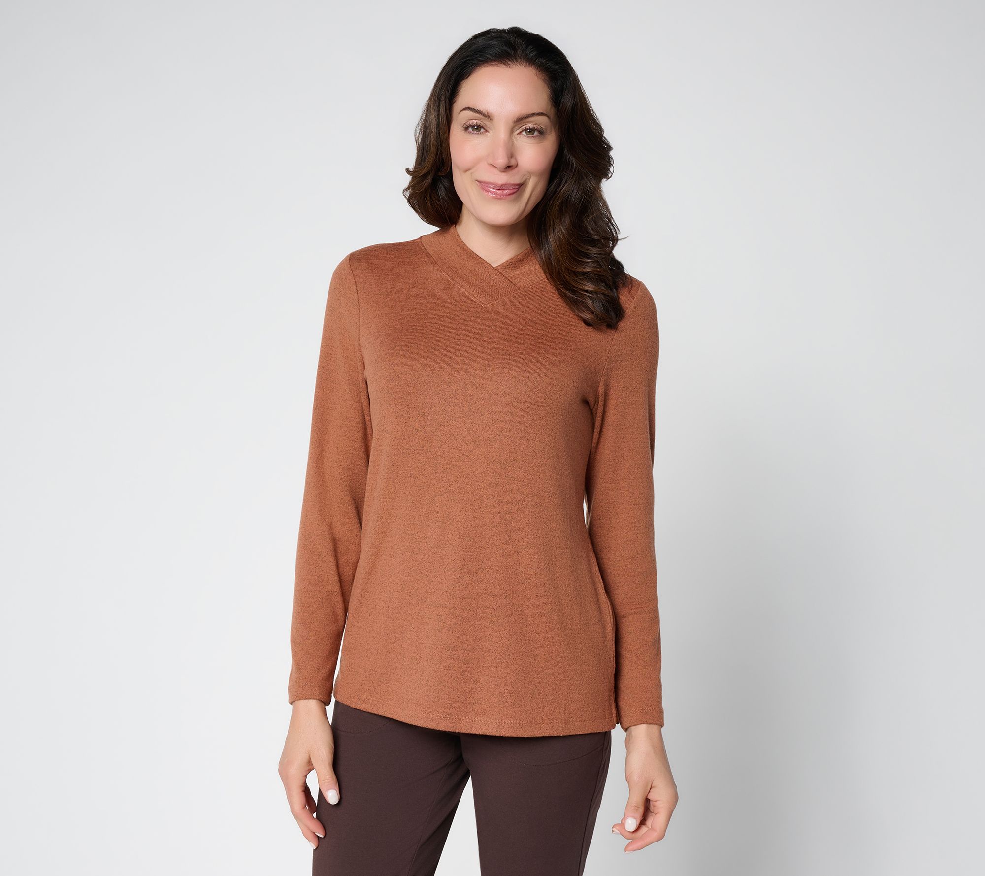 Denim & Co. Essentials Heathered Heavenly Jersey Top