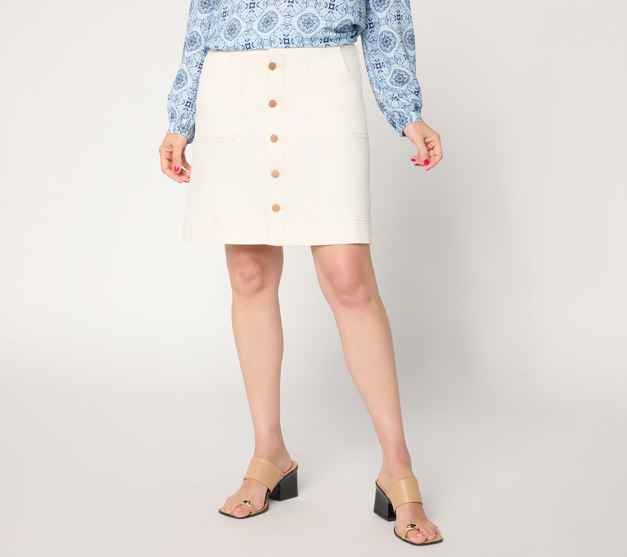 "As Is" NYDJ High Rise Utility Skirt with Front Buttons