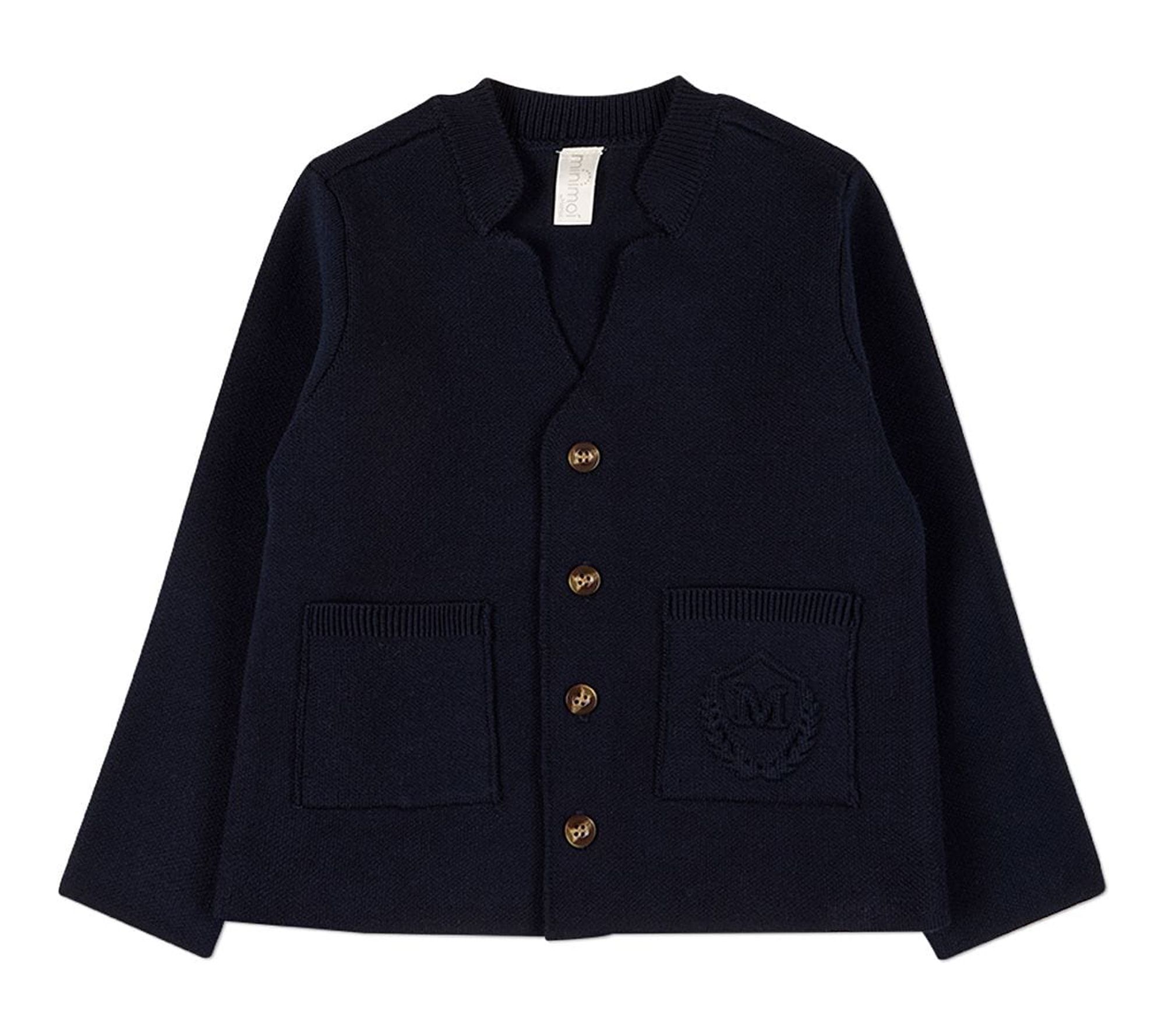 MiniMoi Knit Cardigan With Raised Pocket Crest