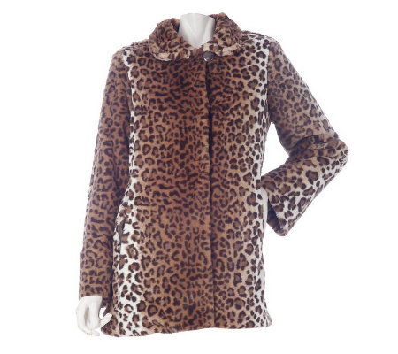 Dennis Basso Faux Fur Leopard Print Coat with Full Lining - Page 1 ...