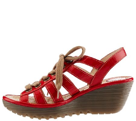 FLY London Multi-strap Lace-up Wedge Sandals - Yito - QVC.com