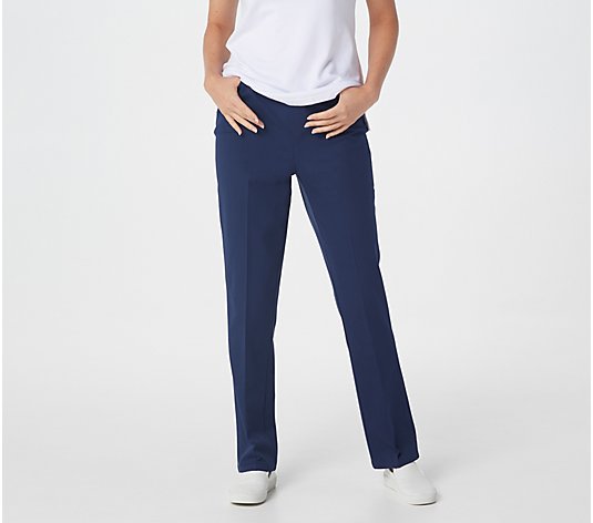 Denim & Co. Stretch Twill Pull-On Straight-Leg Pants - QVC.com
