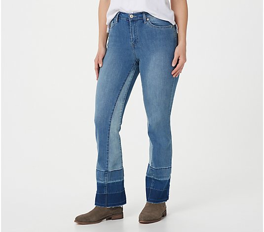LOGO by Lori Goldstein Regular Pieced Seamed Mini Boot Cut Jeans