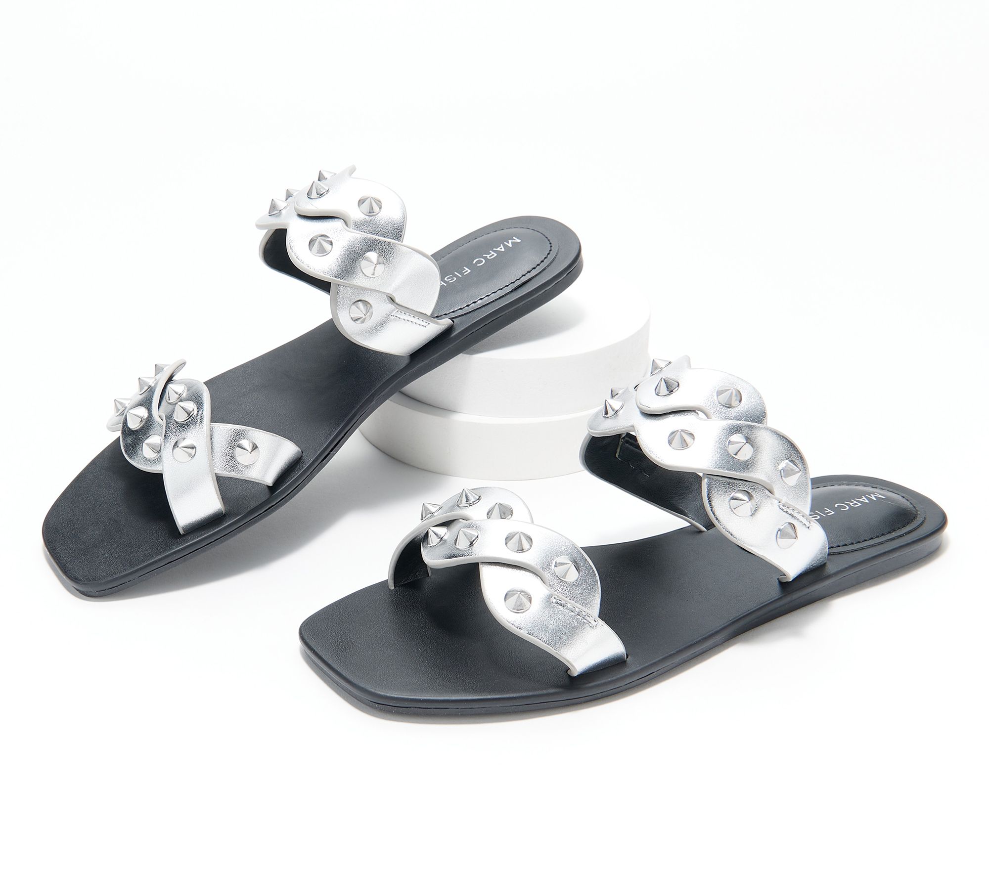 Marc Fisher Studded Slide Sandals - Bodil - QVC.com