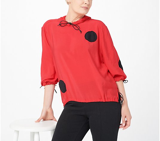 Truth + Style Short Dolman Top with Applique Dots