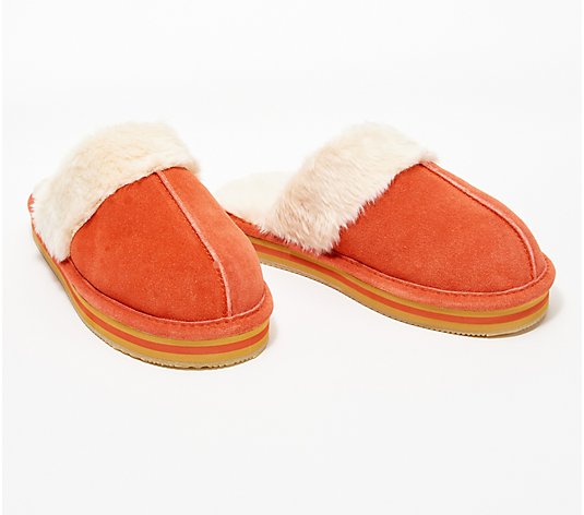 Clarks Suede Faux-Fur Clog Slippers