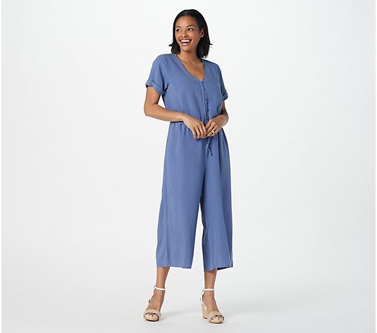 "As Is" Side Stitch Tencera Jumpsuit with Tie Waist