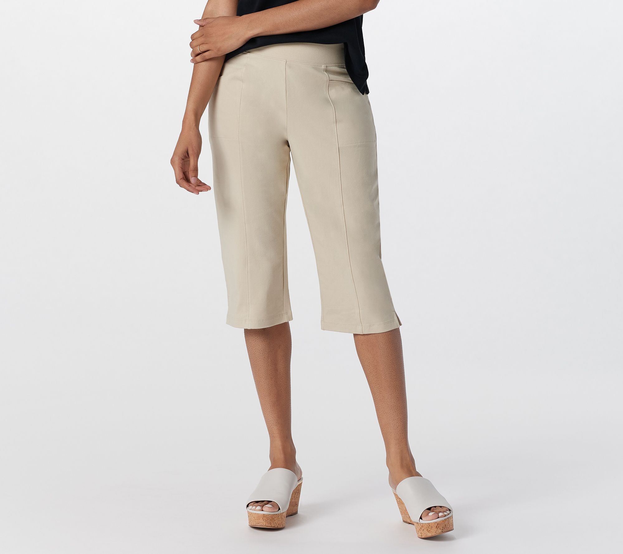Denim & Co. Original Waist Stretch Capri Pants with Side Pockets - QVC.com