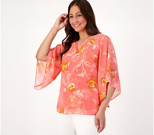 Belle by Kim Gravel Poppy Printed Blouse Embroidery