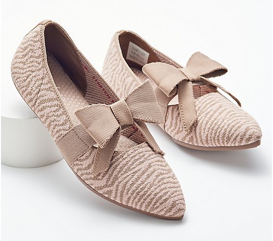 "As Is" Skechers Cleo Point Washable Knit Bow Flats- Wild Charmer