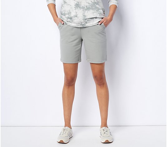 Denim & Co. Print or Solid Petite Crystal Wash French Terry Shorts