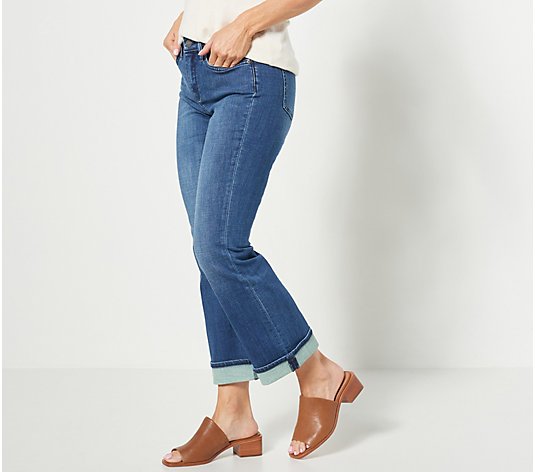 NYDJ Barbara Bootcut Ankle Jeans w/ Contrast Cuff- Bluewell