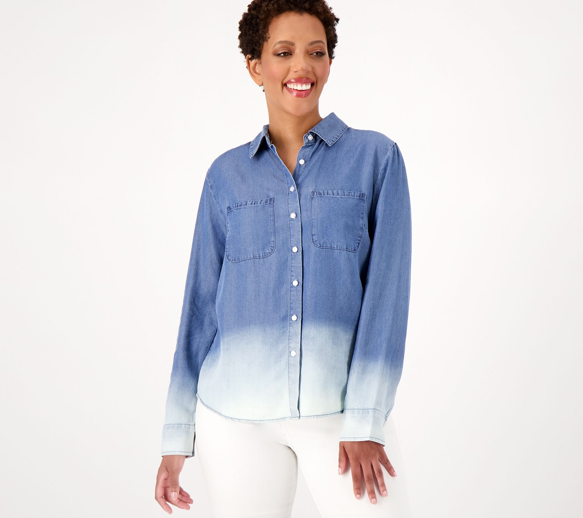 Candace Cameron Bure Regular Lyocell Bleach Dip Denim Shirt