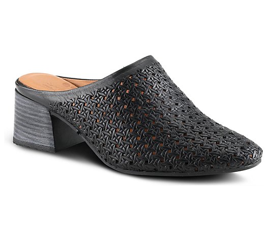 Spring Step Textured Leather Mules - Arlyse
