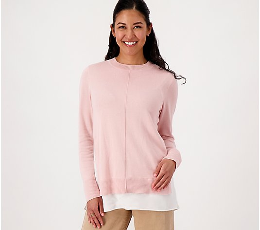 Isaac Mizrahi Live! Layered Look Sweater With Exposed Linking