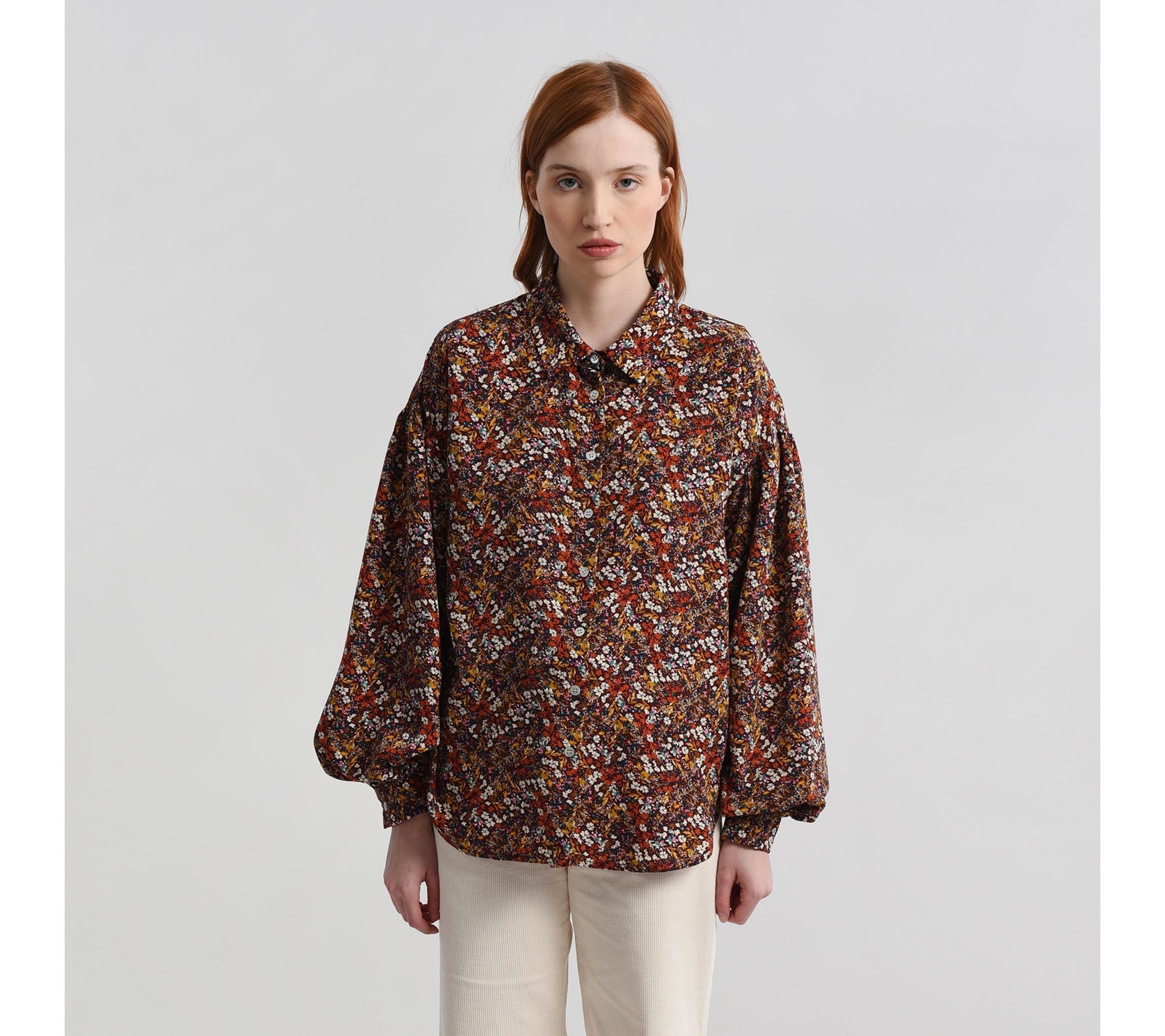 Molly Bracken Button Up Blouse With Balloon Sleeve - QVC.com