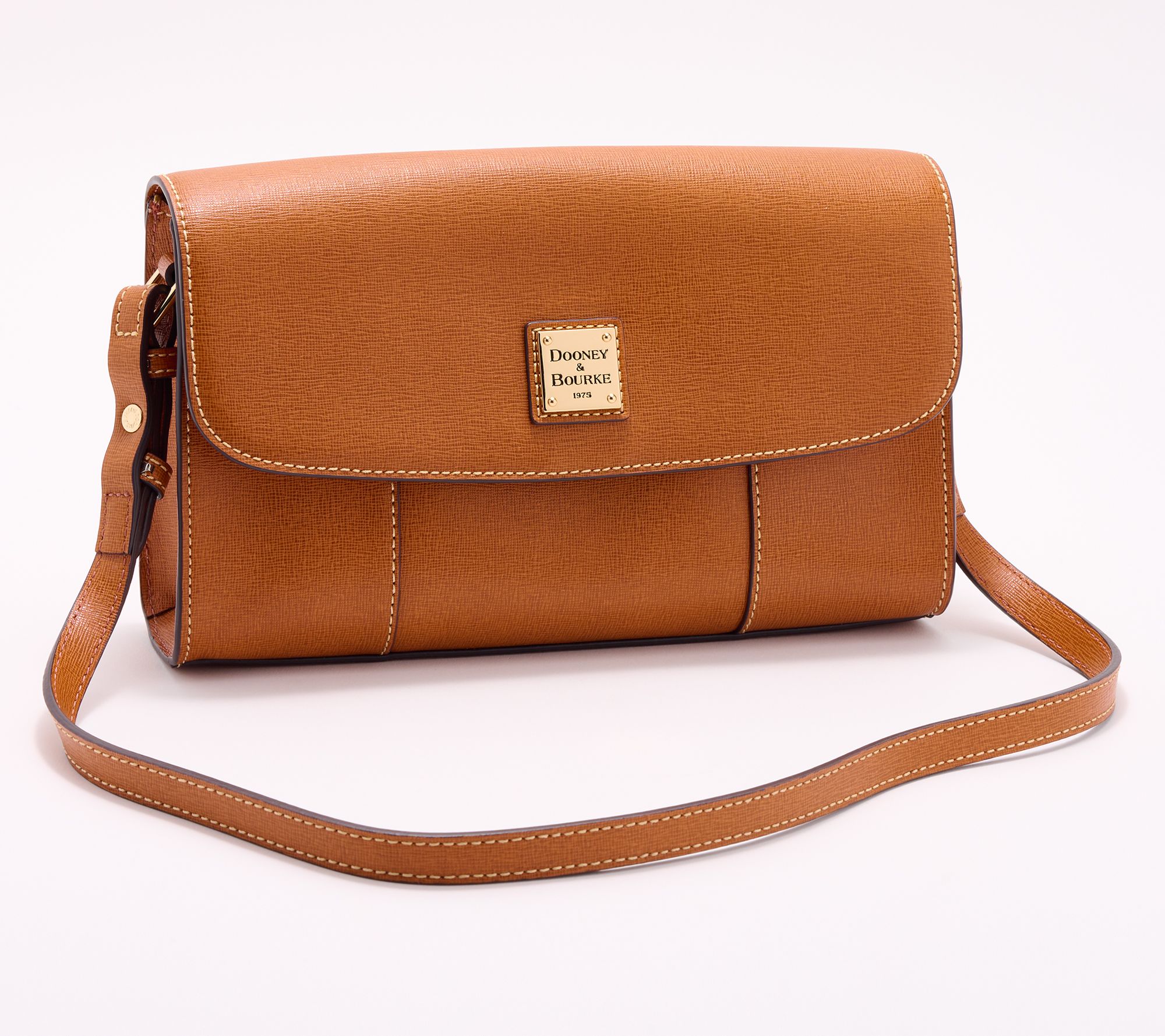 Dooney & Bourke Saffiano Leather Flap Crossbody Bag - QVC.com in 2023