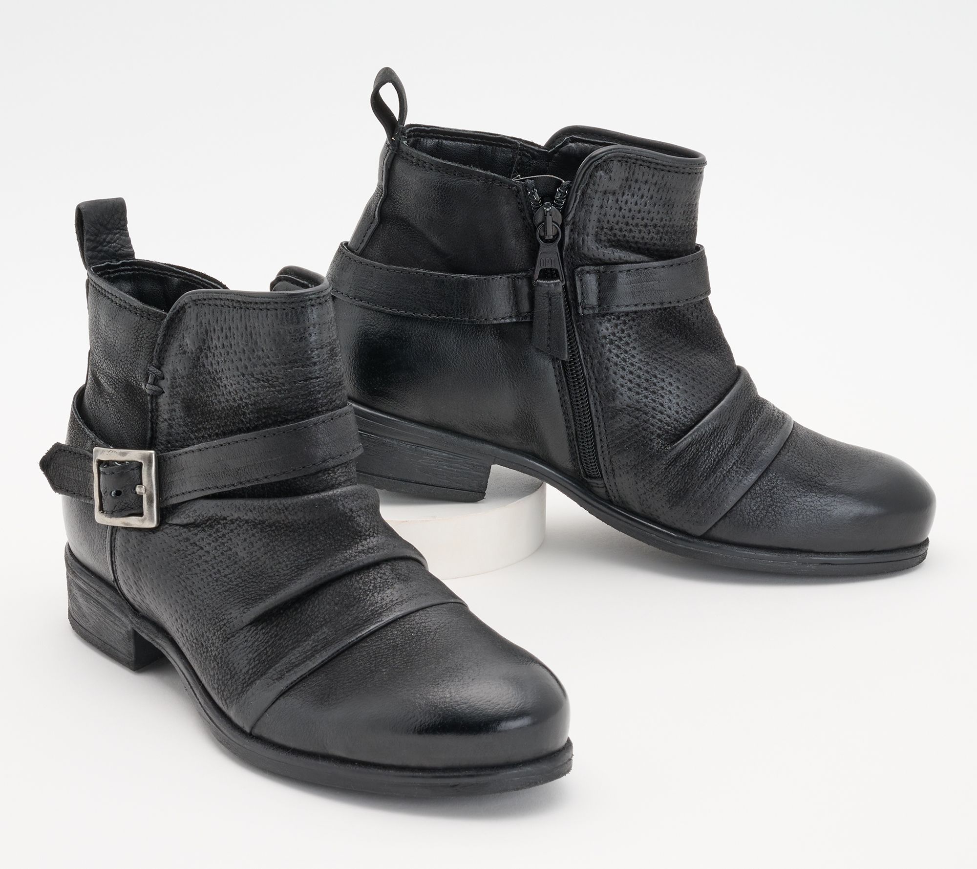 Miz Mooz Leather Ankle Boots with Buckle - Suzy