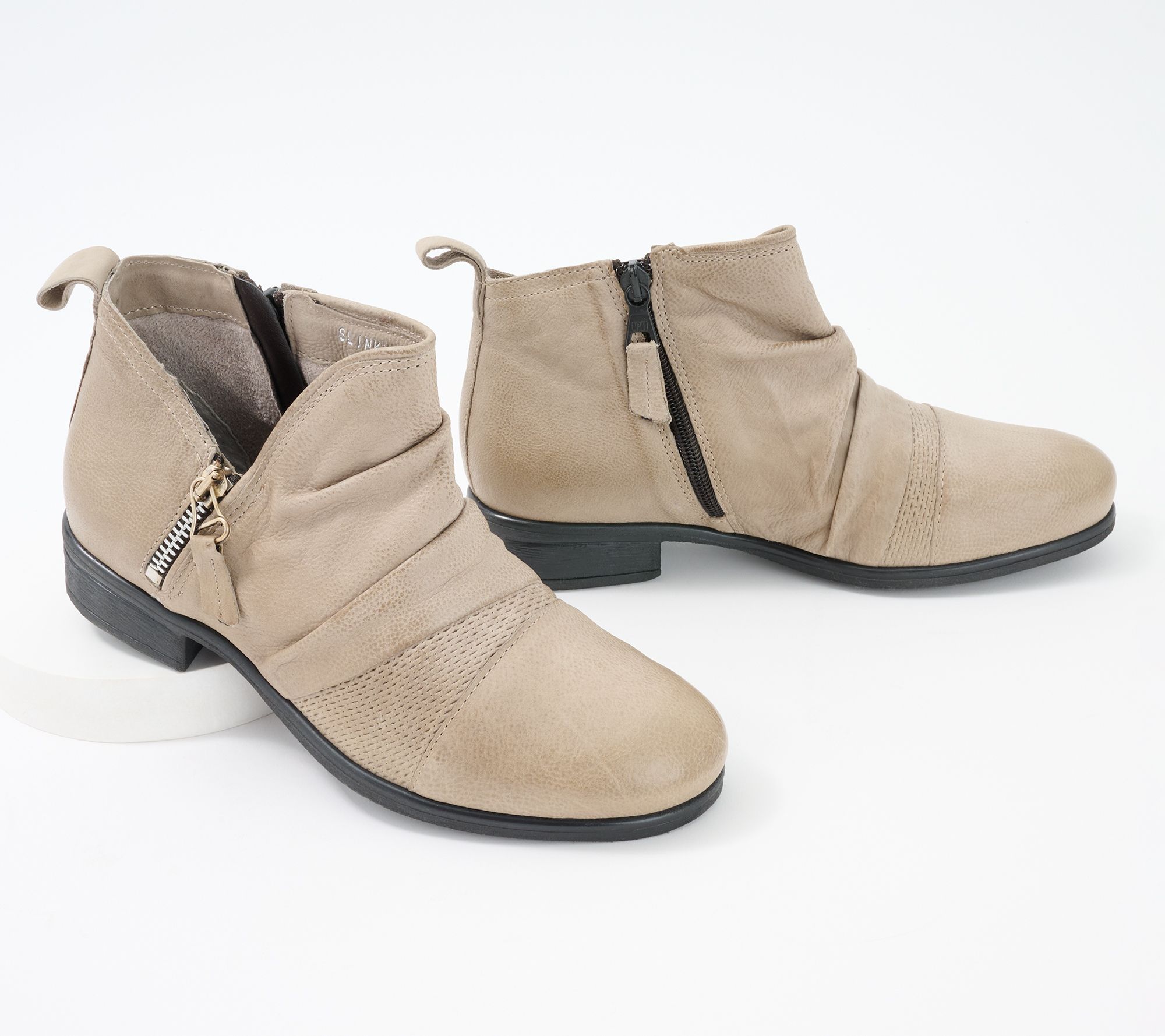 Miz Mooz Leather Side Zip Ankle Boots - Slinky - QVC.com