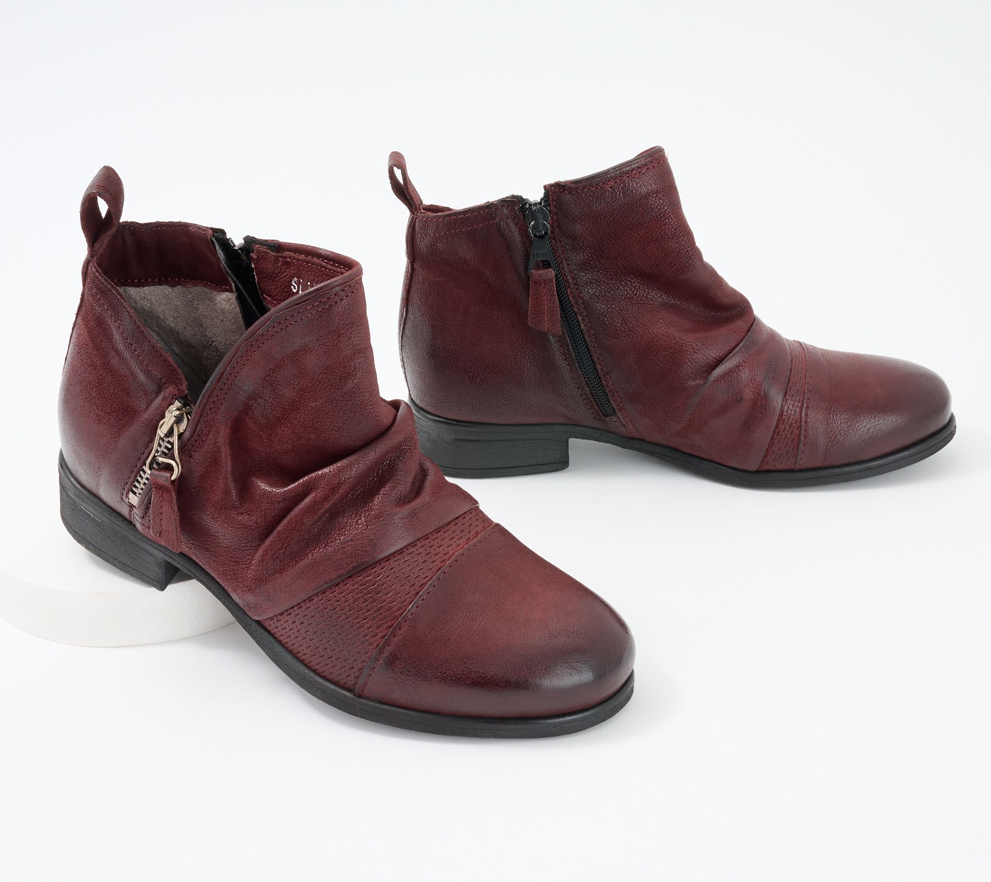 "As Is"Miz Mooz Leather Side Zip Ankle Boots - Slinky