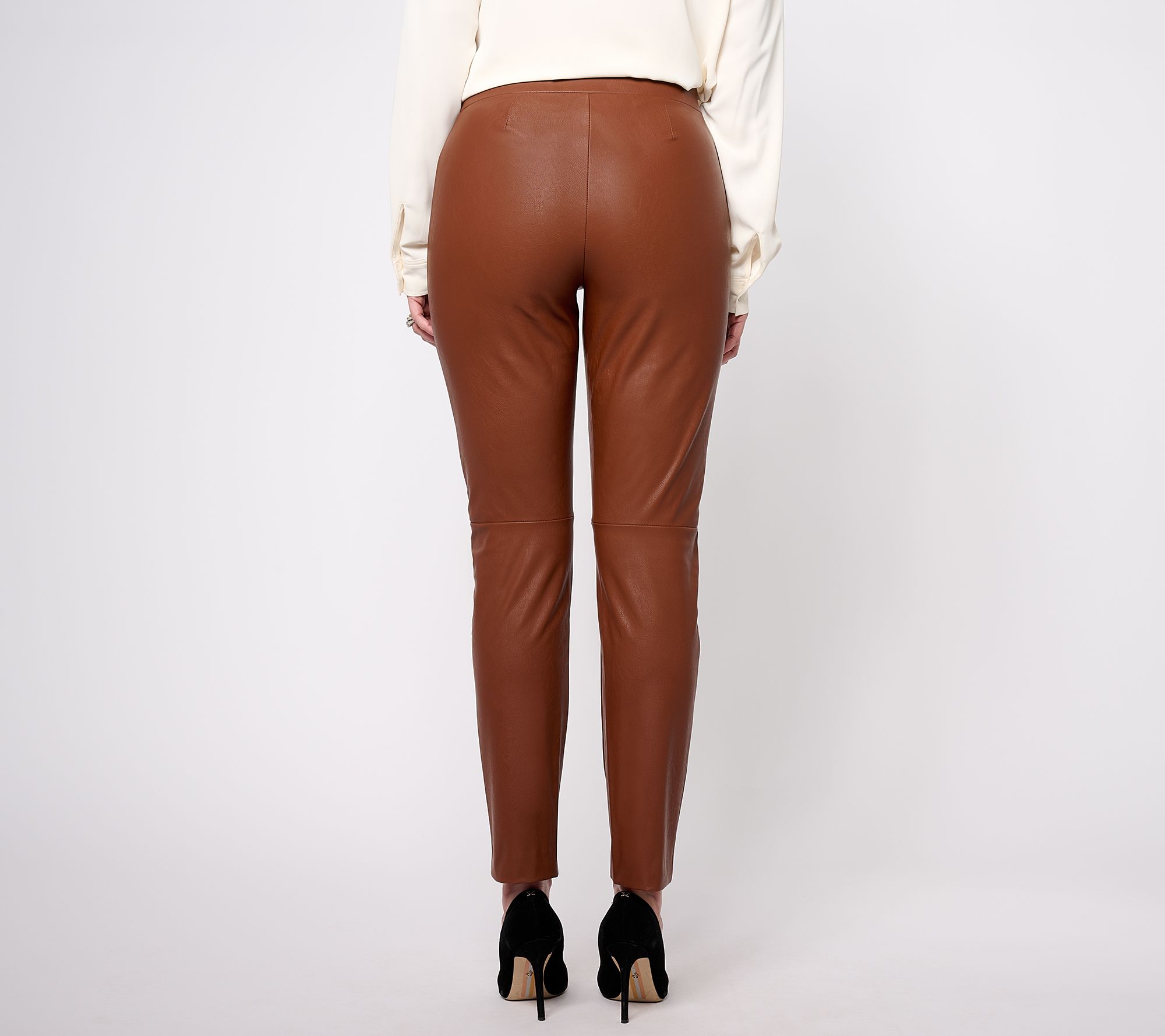 FAUX LEATHER PULL-ON PANTS