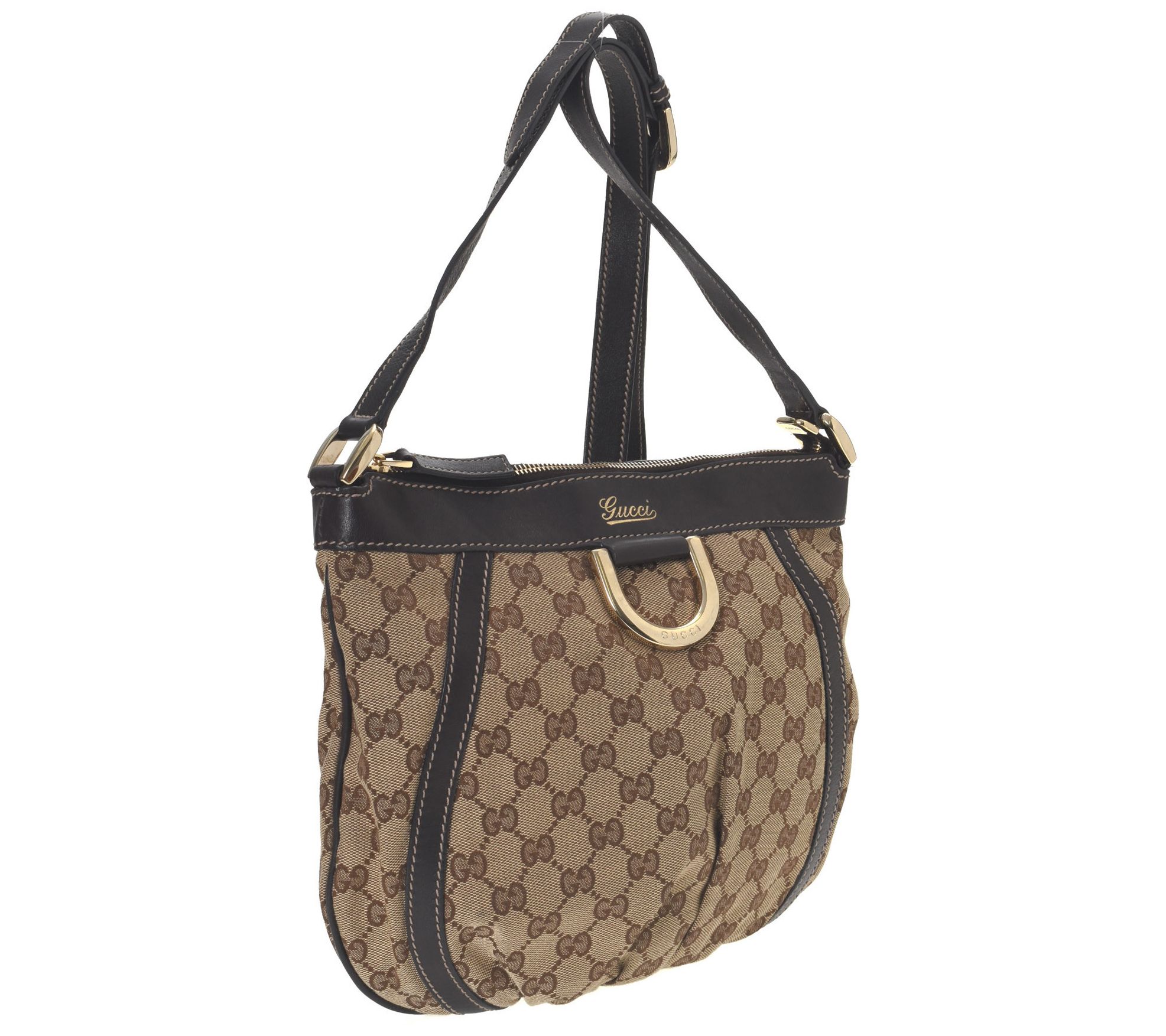 Pre-Owned Gucci GG Canvas D-Gold Crossbody Bag-2310TV33 
