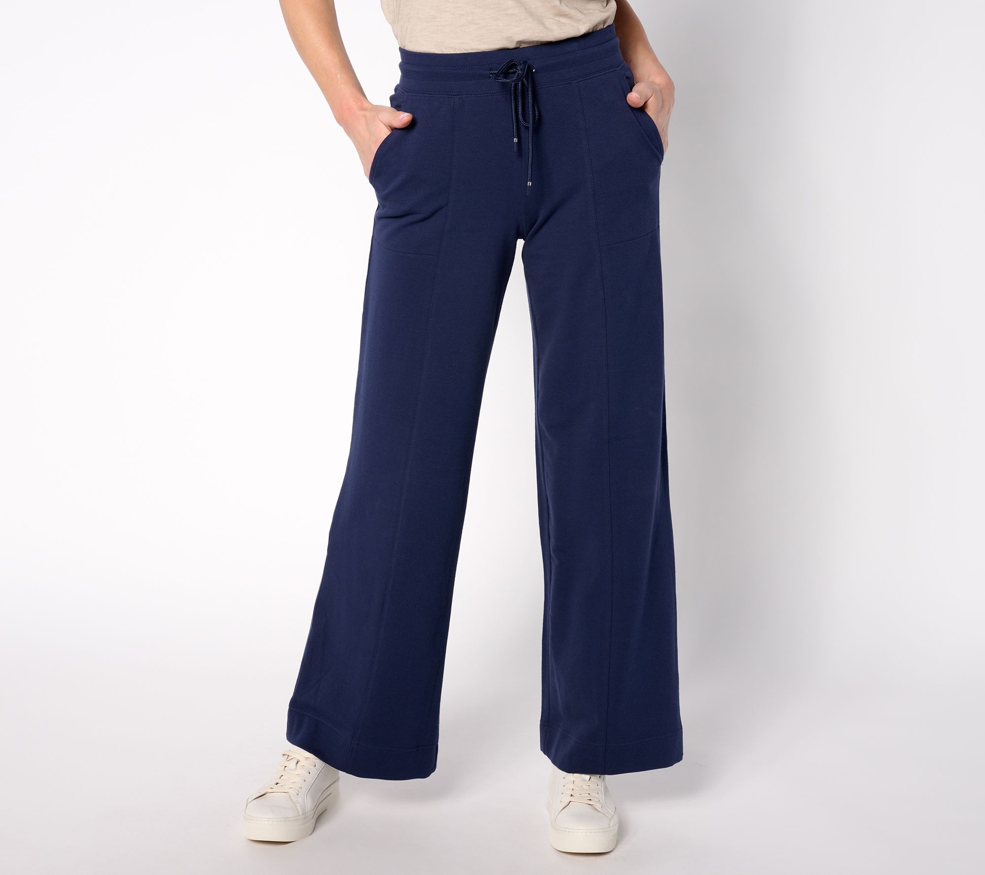 Denim & Co. Active French Leg Terry Pant Regular Wide