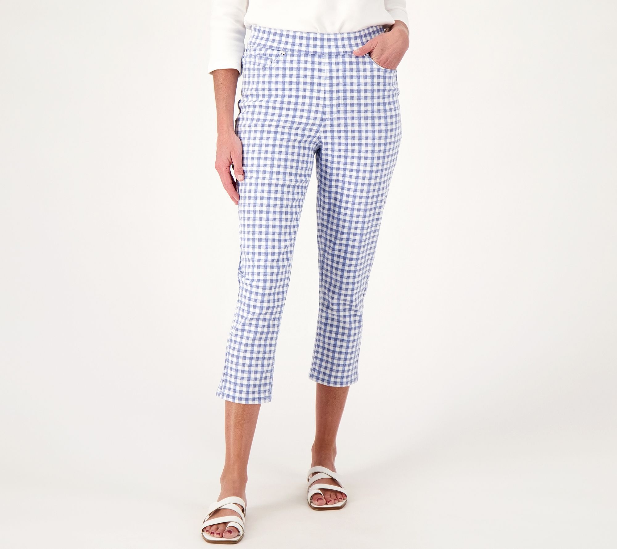 "As Is" Isaac Mizrahi Live Petite True Denim Pull On Crop Slim Jeans