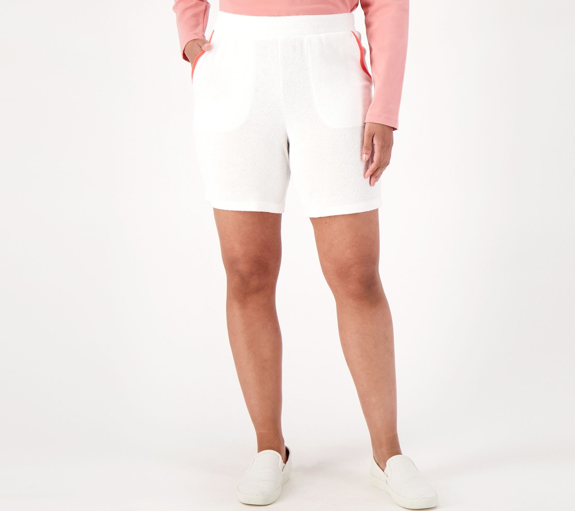 "As Is" Denim & Co. By the Beach Knit Shorts with Contrast Trim