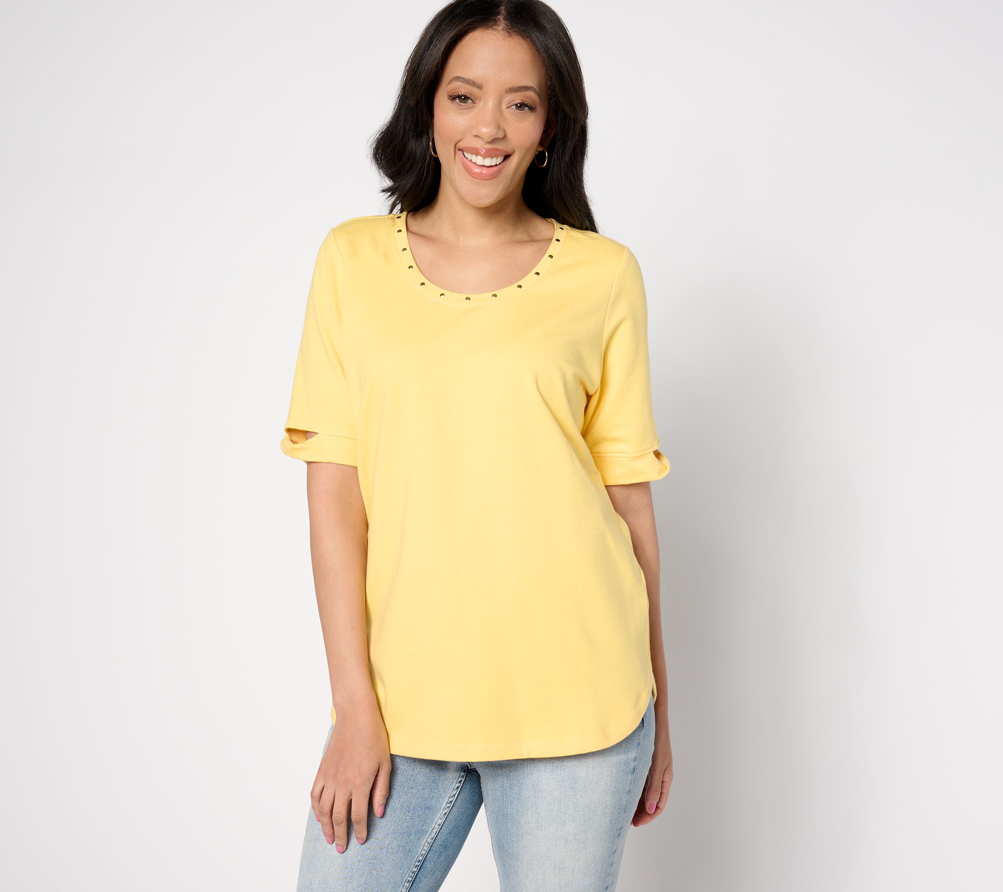 Sport Savvy French Terry Scoop Neck Short Sleeve Tunic 