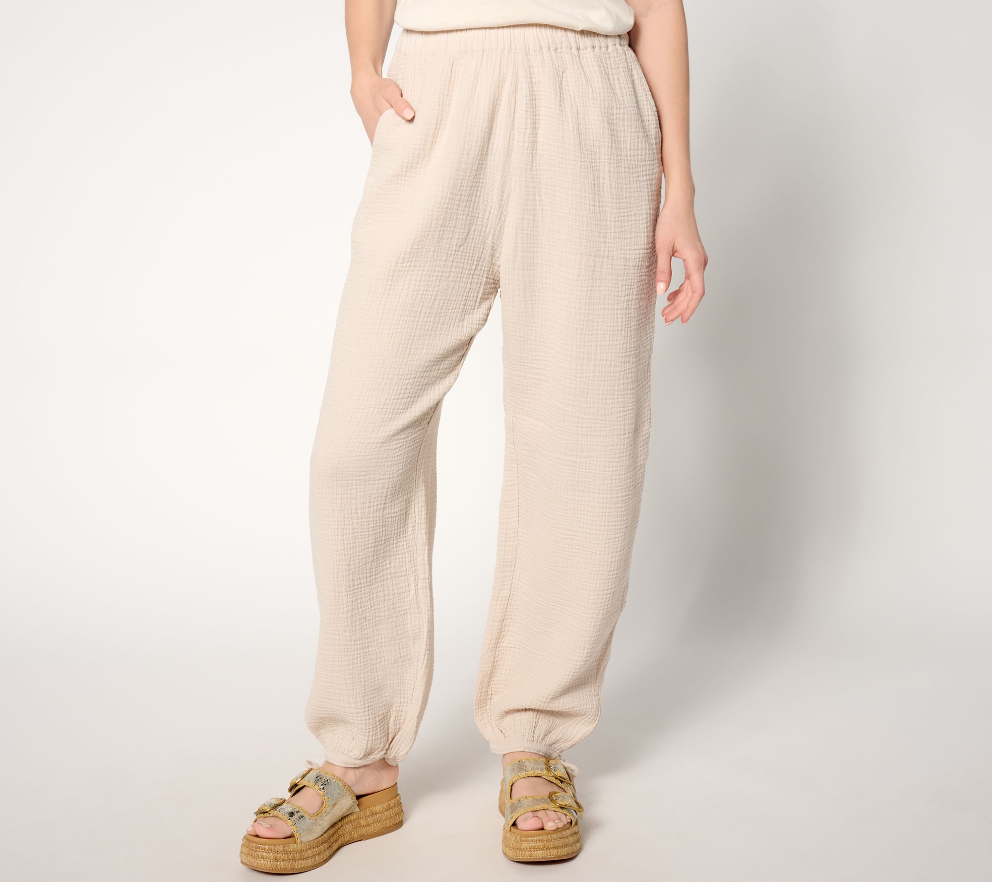 Peace Love World Boheme Petite Gauze Barrel Leg Ankle Pant
