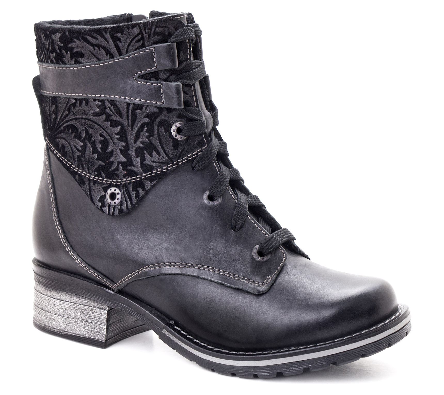 Dromedaris Leather Lace-Up Ankle Boots- Kara Print (Wide)