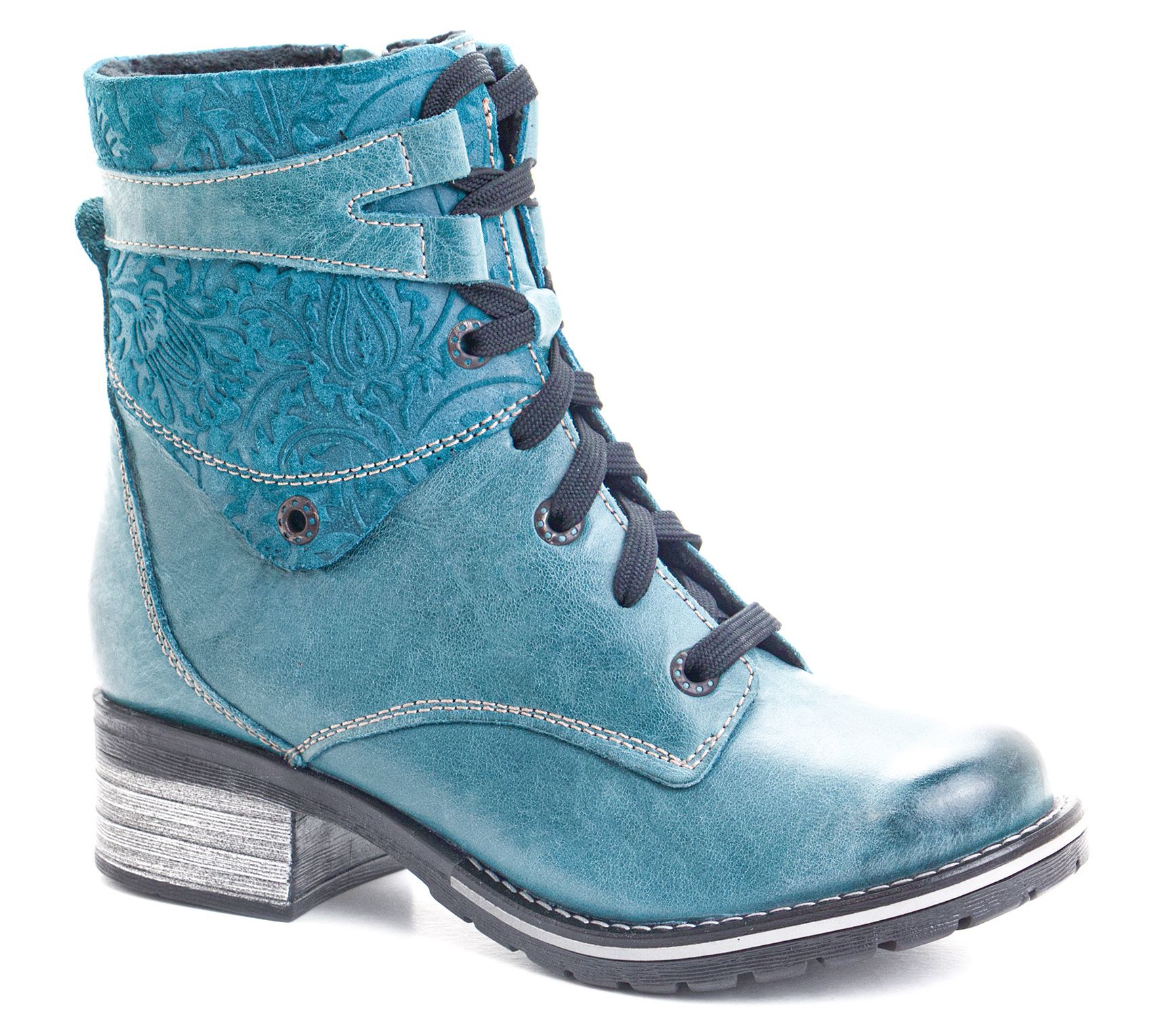 Dromedaris Leather Lace-Up Ankle Boots- Kara Print (Wide)