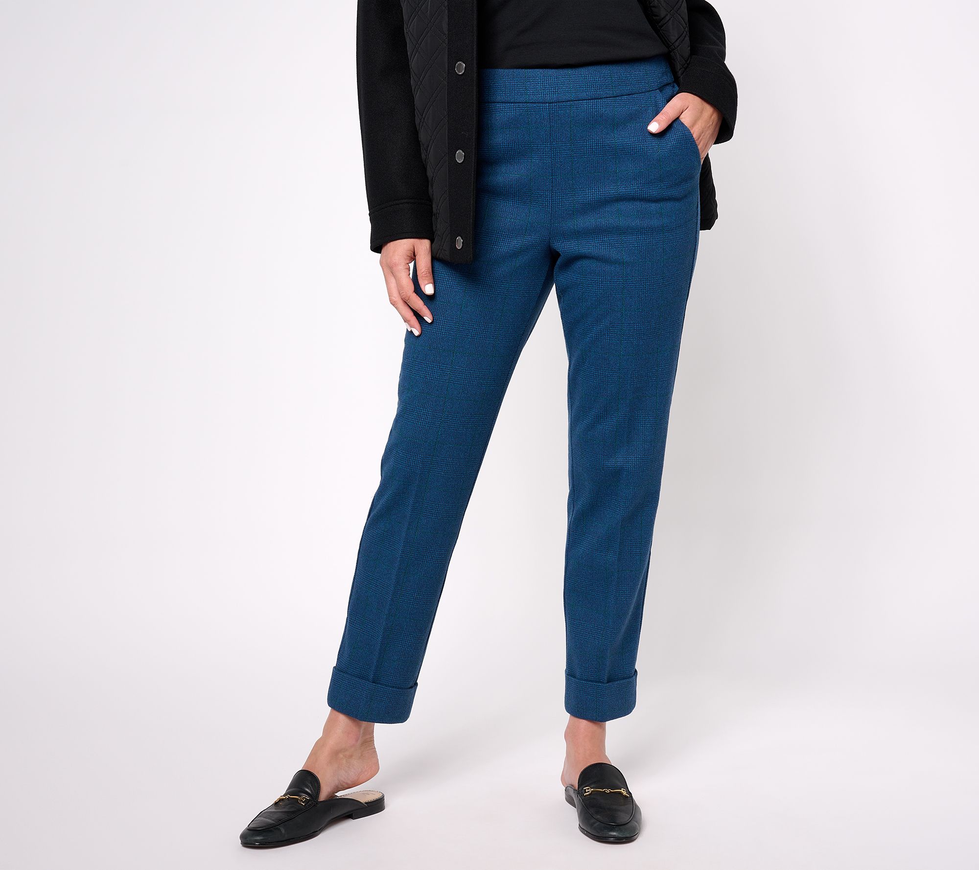 "As Is" Isaac Mizrahi Live! Regular Yarn Dye Plaid Jacquard Pants